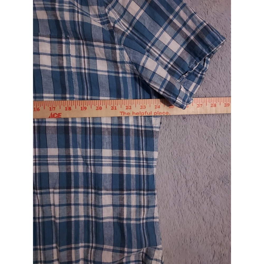 Barbour Shirt Mens Large Blue Plaid Lightweight Cotton Regular Fit Designer L - Picture 8 of 9